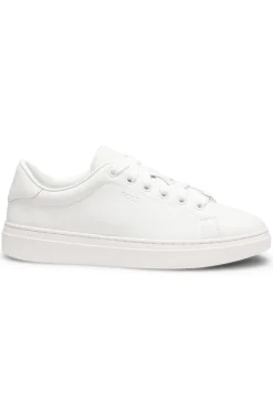 Leather trainers with embossed logos