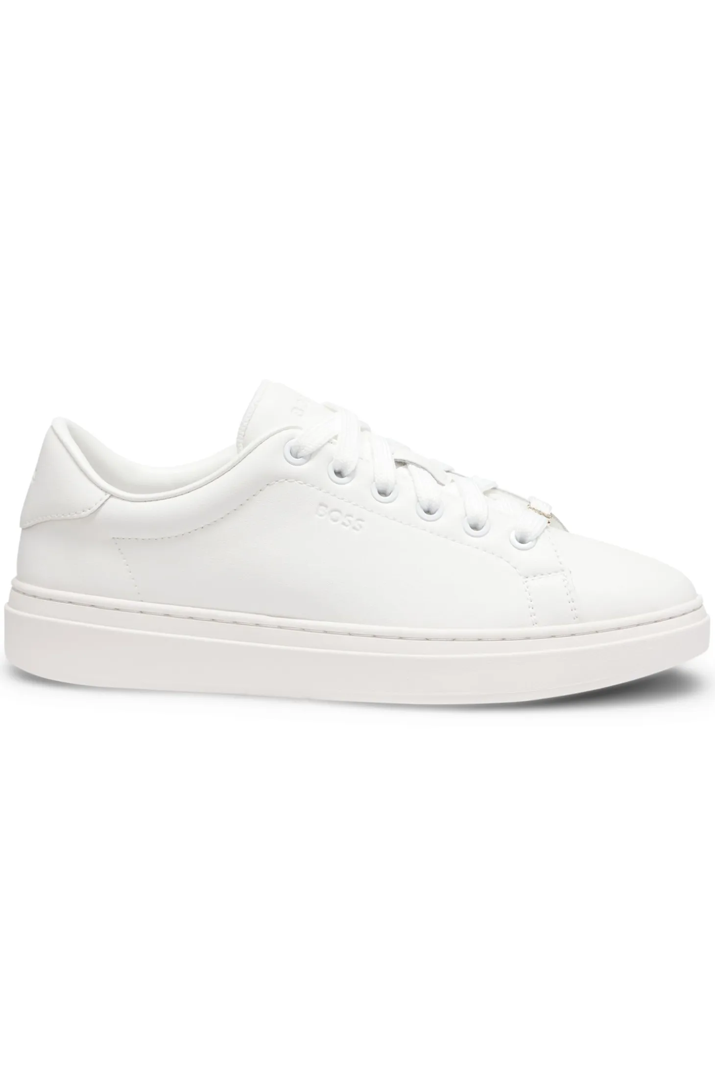 Leather trainers with embossed logos