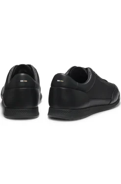 Leather trainers with foil logo