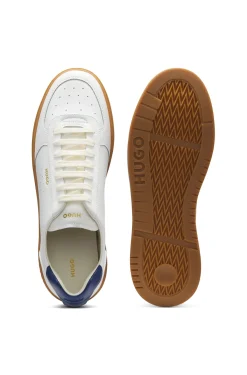 Leather trainers with gold-tone logo