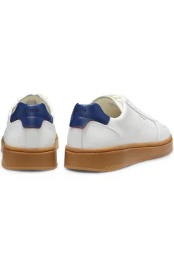 Leather trainers with gold-tone logo