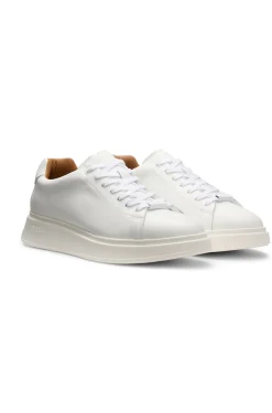 Leather trainers with rubber outsole