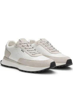 Leather trainers with side-panel logo