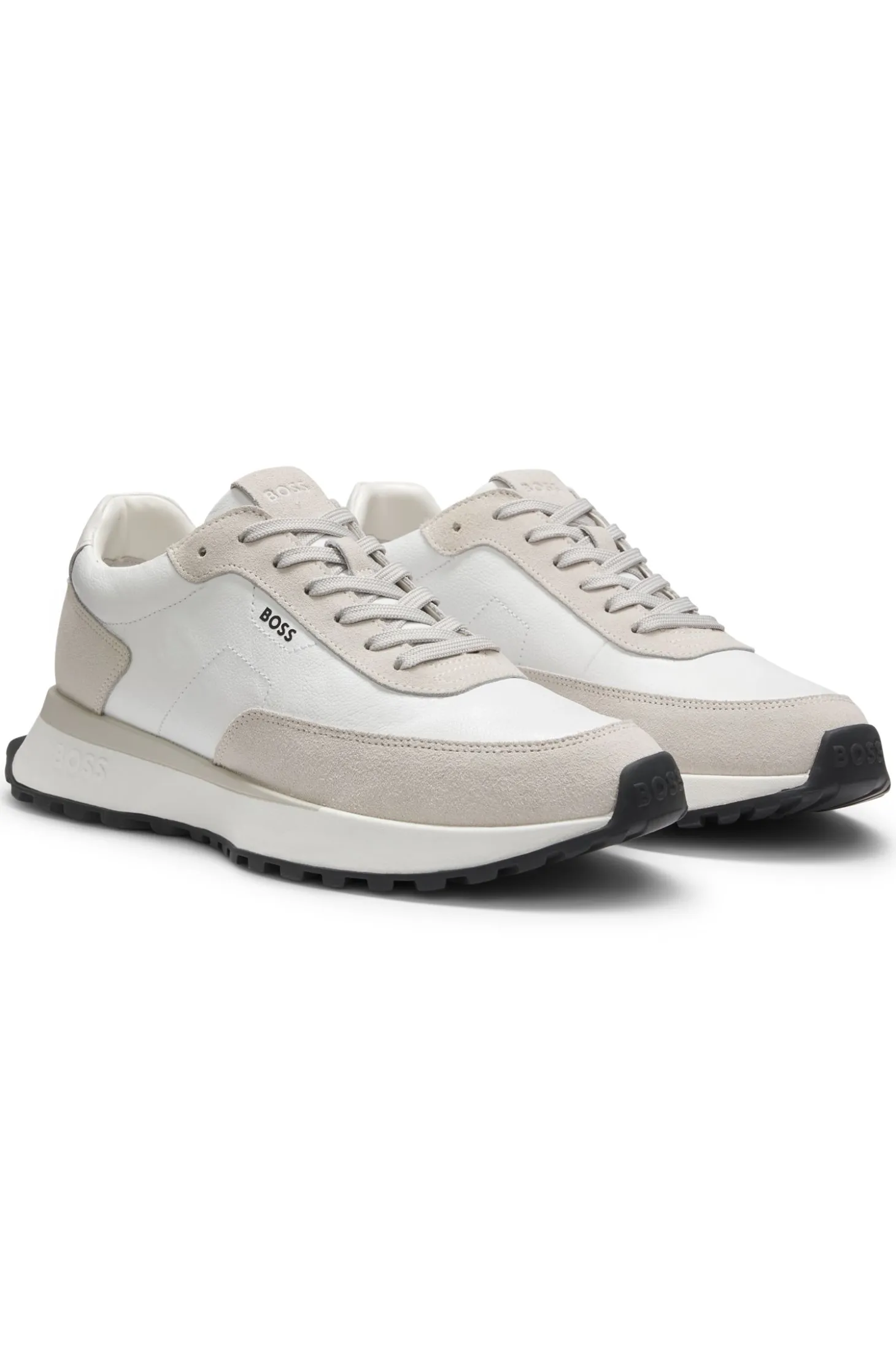 Leather trainers with side-panel logo