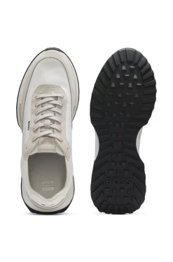 Leather trainers with side-panel logo