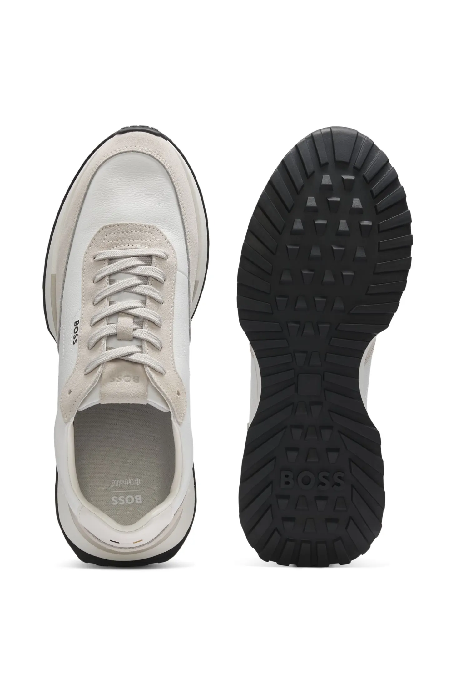 Leather trainers with side-panel logo