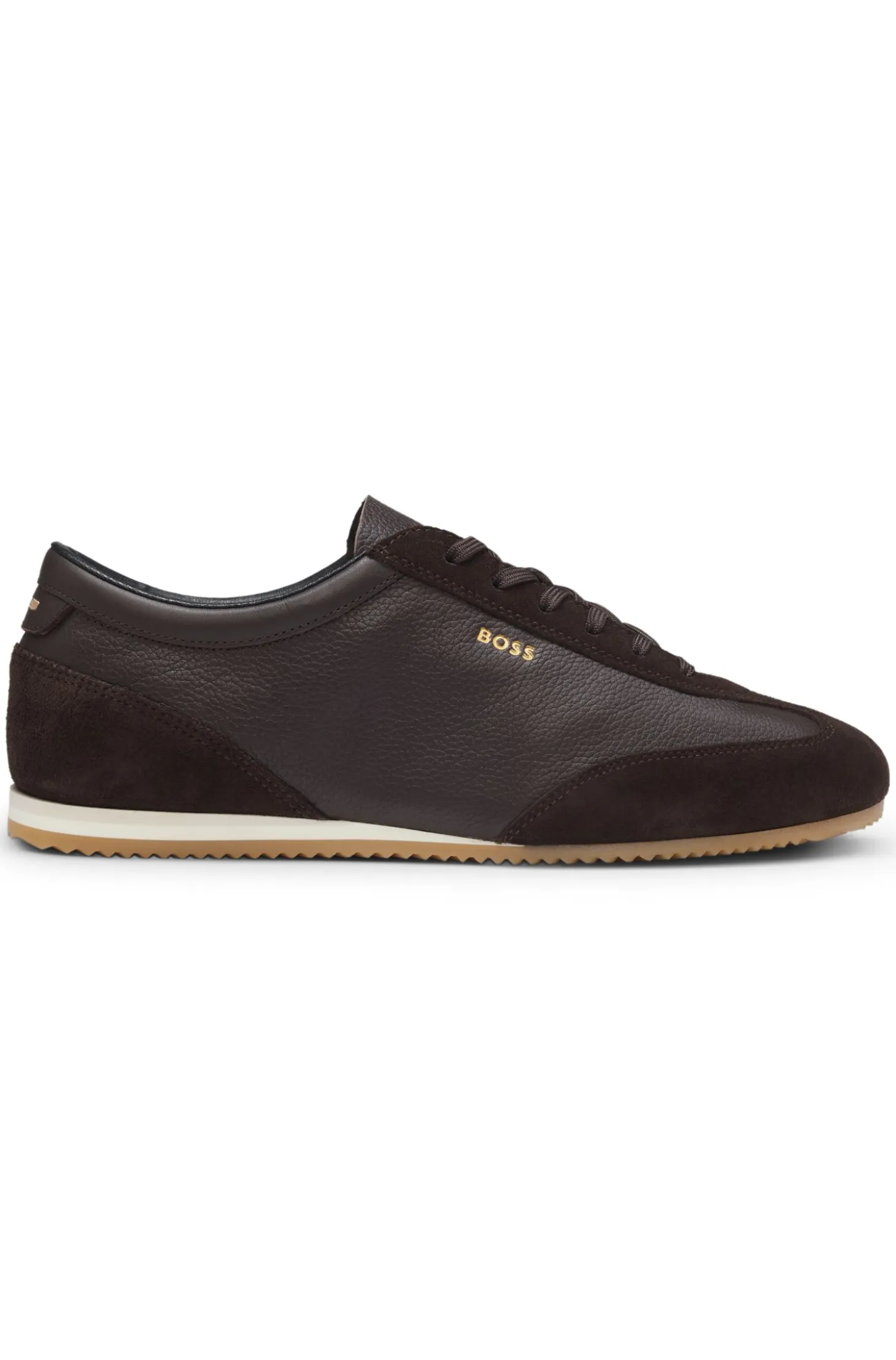 Leather trainers with suede trims