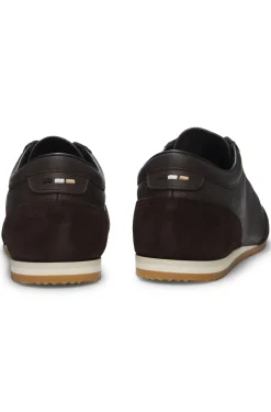 Leather trainers with suede trims