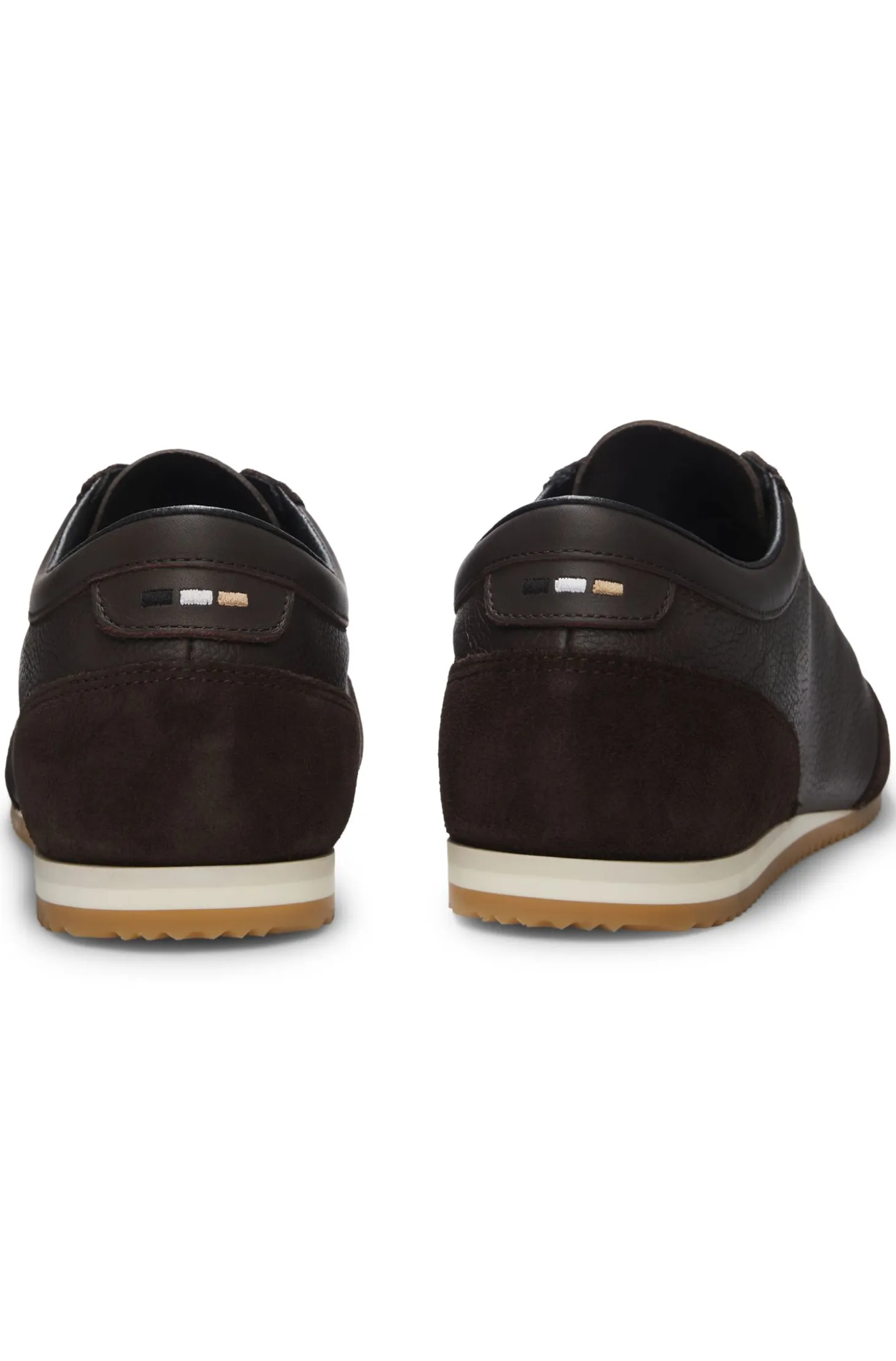 Leather trainers with suede trims