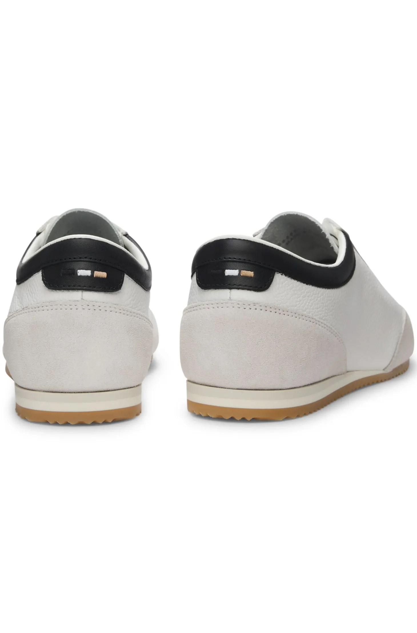 Leather trainers with suede trims