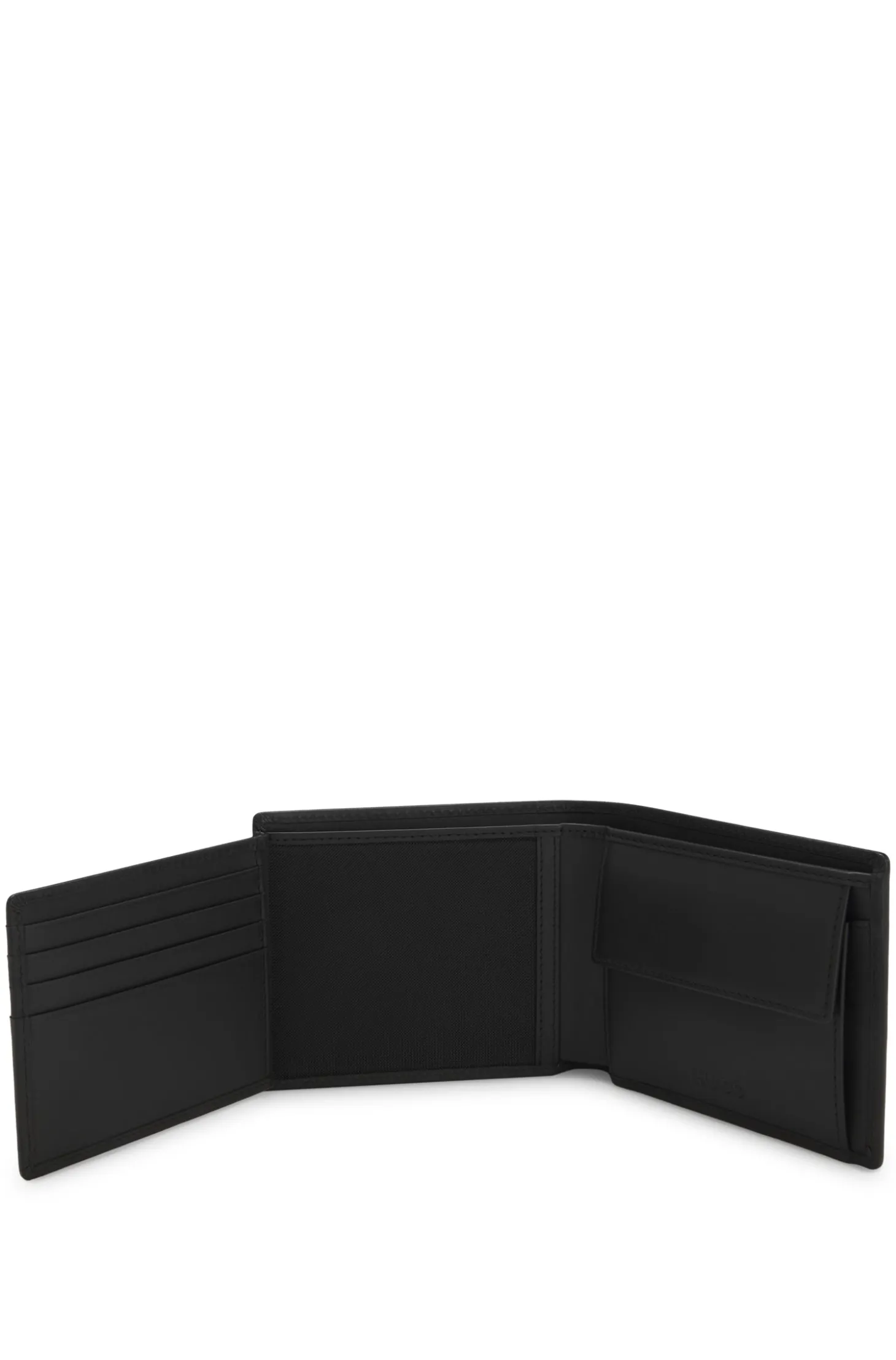 Leather trifold wallet with red logo