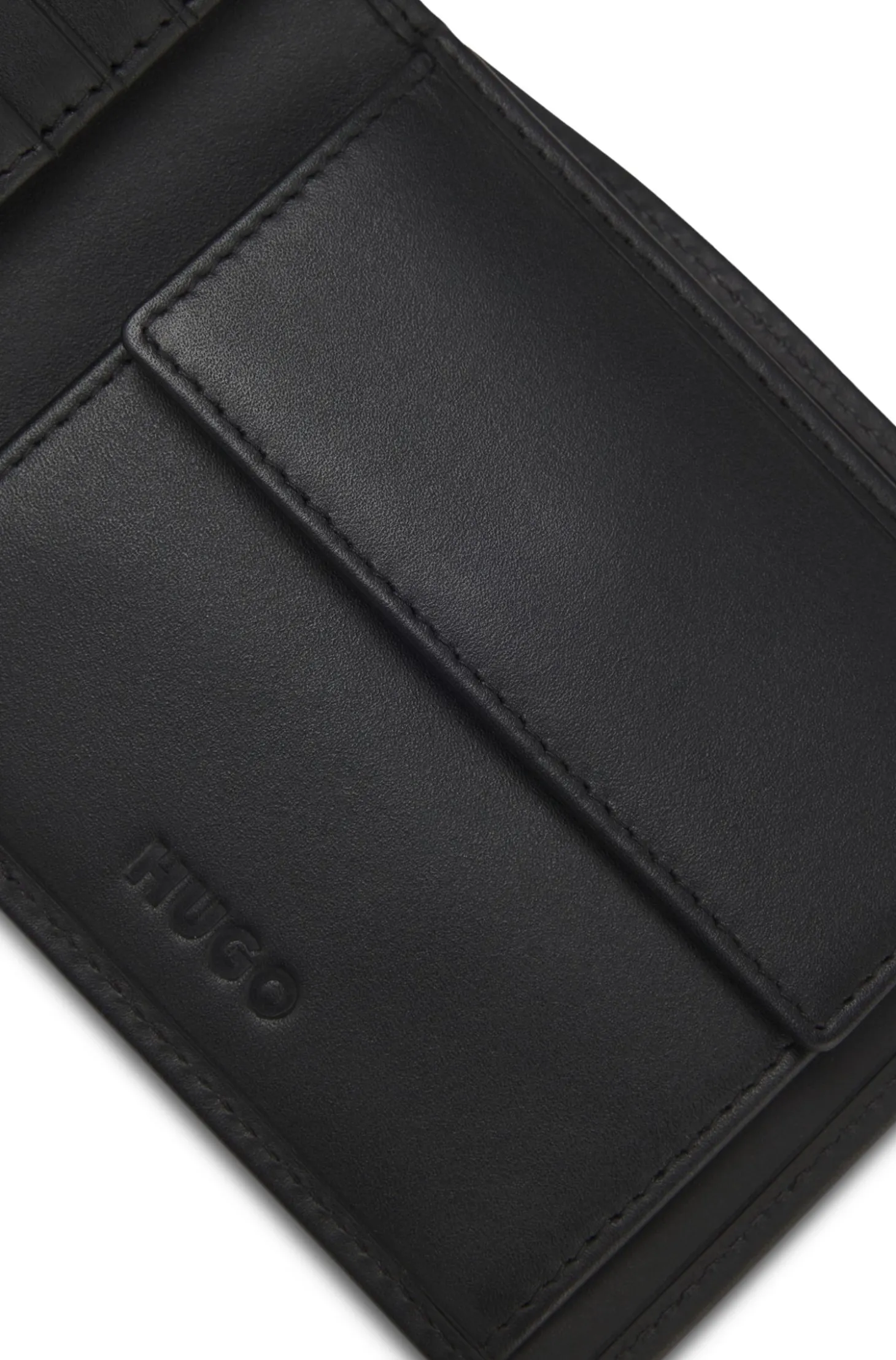 Leather trifold wallet with red logo