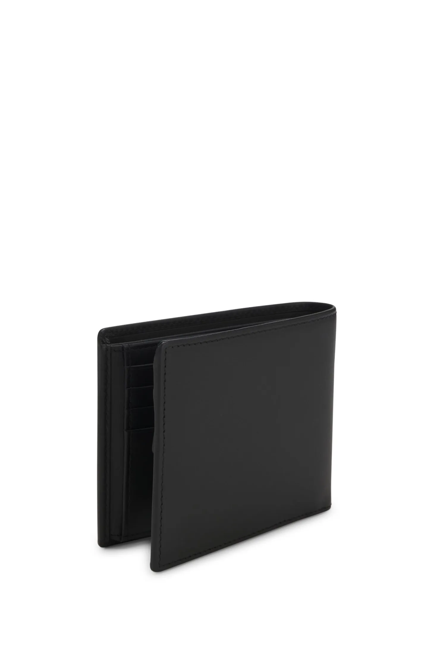 Leather trifold wallet with red logo
