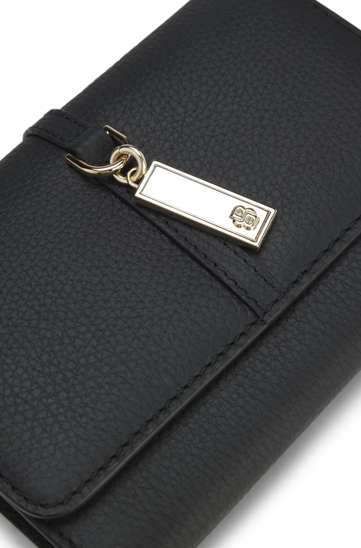 Leather wallet with Double-B-monogram plaque