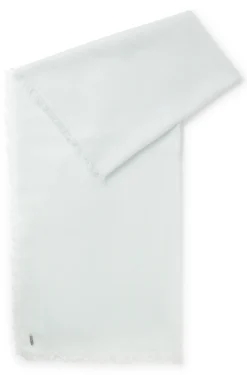 Lightweight wool scarf with fringed trims