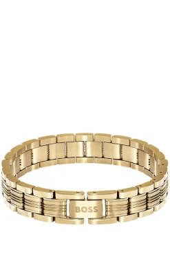 Light-yellow-gold-tone cuff with multi-link design