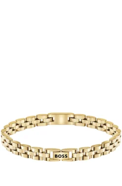 Light-yellow-gold-tone cuff with logo details