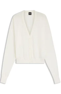 Linen-cotton cardigan with buttoned front