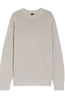 Linen-cotton sweater with knitted structure