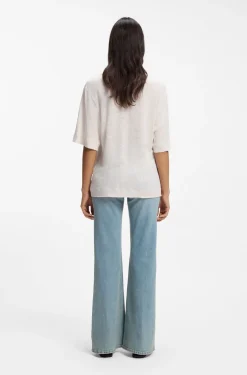 Linen T-shirt with embroidered logo