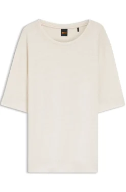 Linen T-shirt with embroidered logo