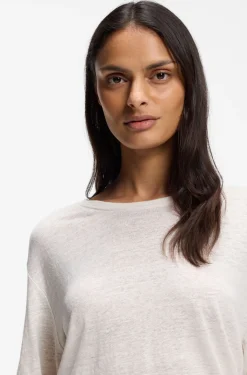 Linen T-shirt with embroidered logo