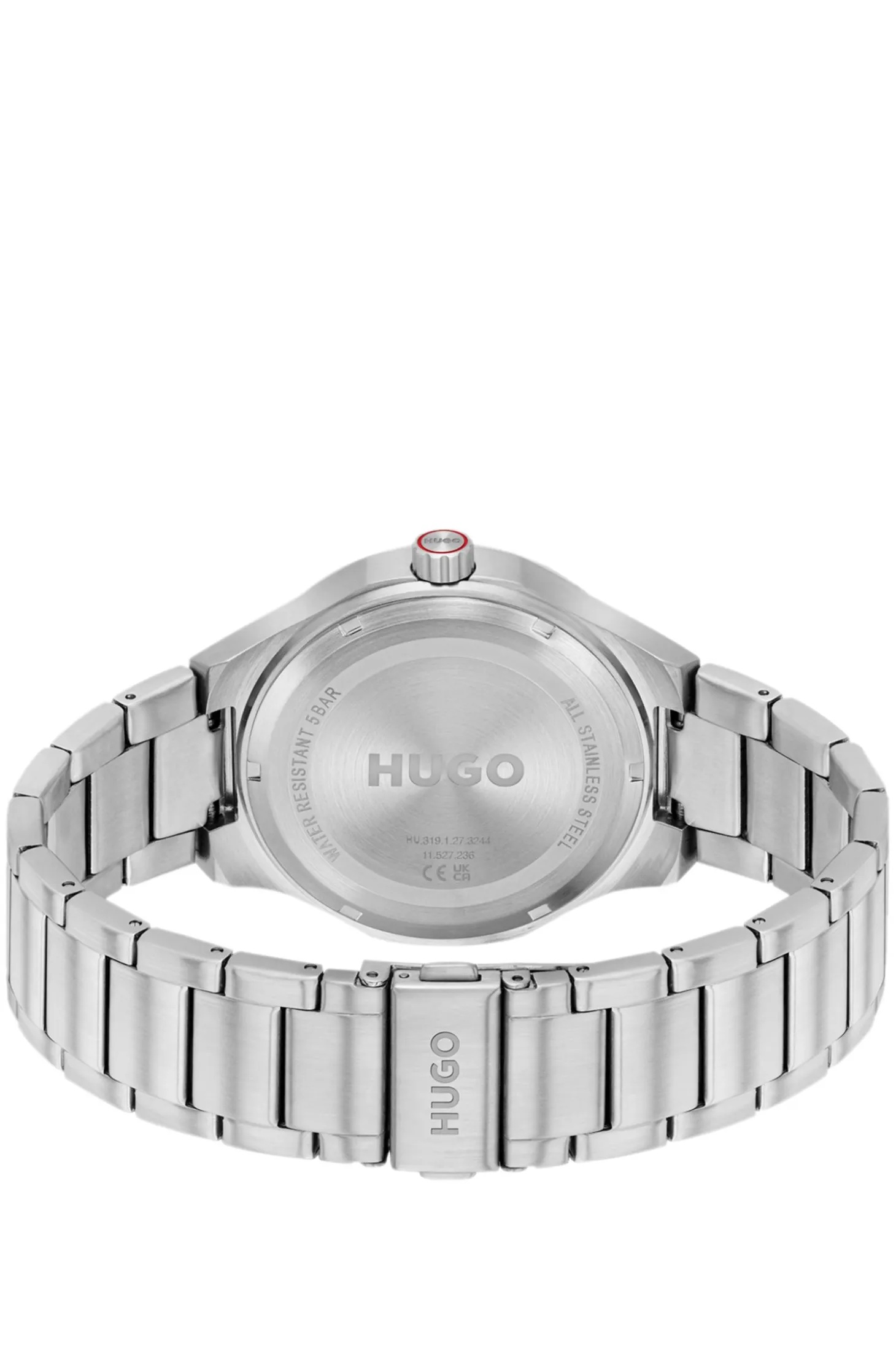 Lit black-dial watch with link bracelet