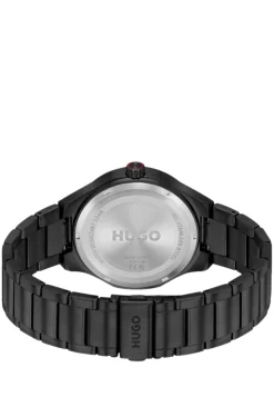 Lit black-plated watch with tonal dial