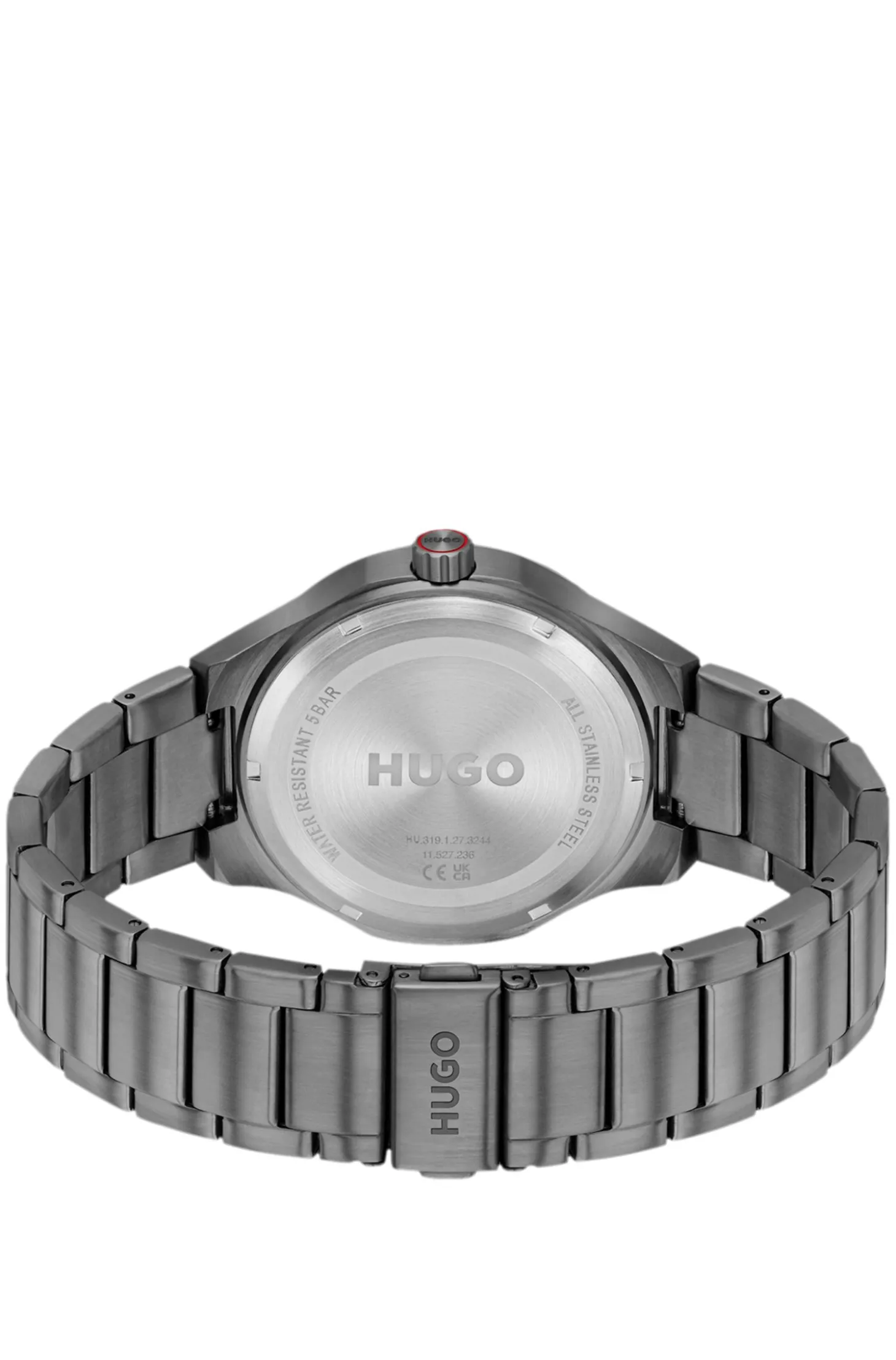 Lit grey-plated watch with blue dial
