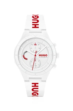 #LIT MULTI White watch with silicone logo strap