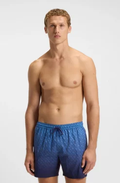 Logo-badge swim shorts with degradé monogram print