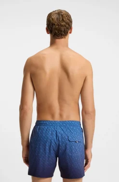 Logo-badge swim shorts with degradé monogram print