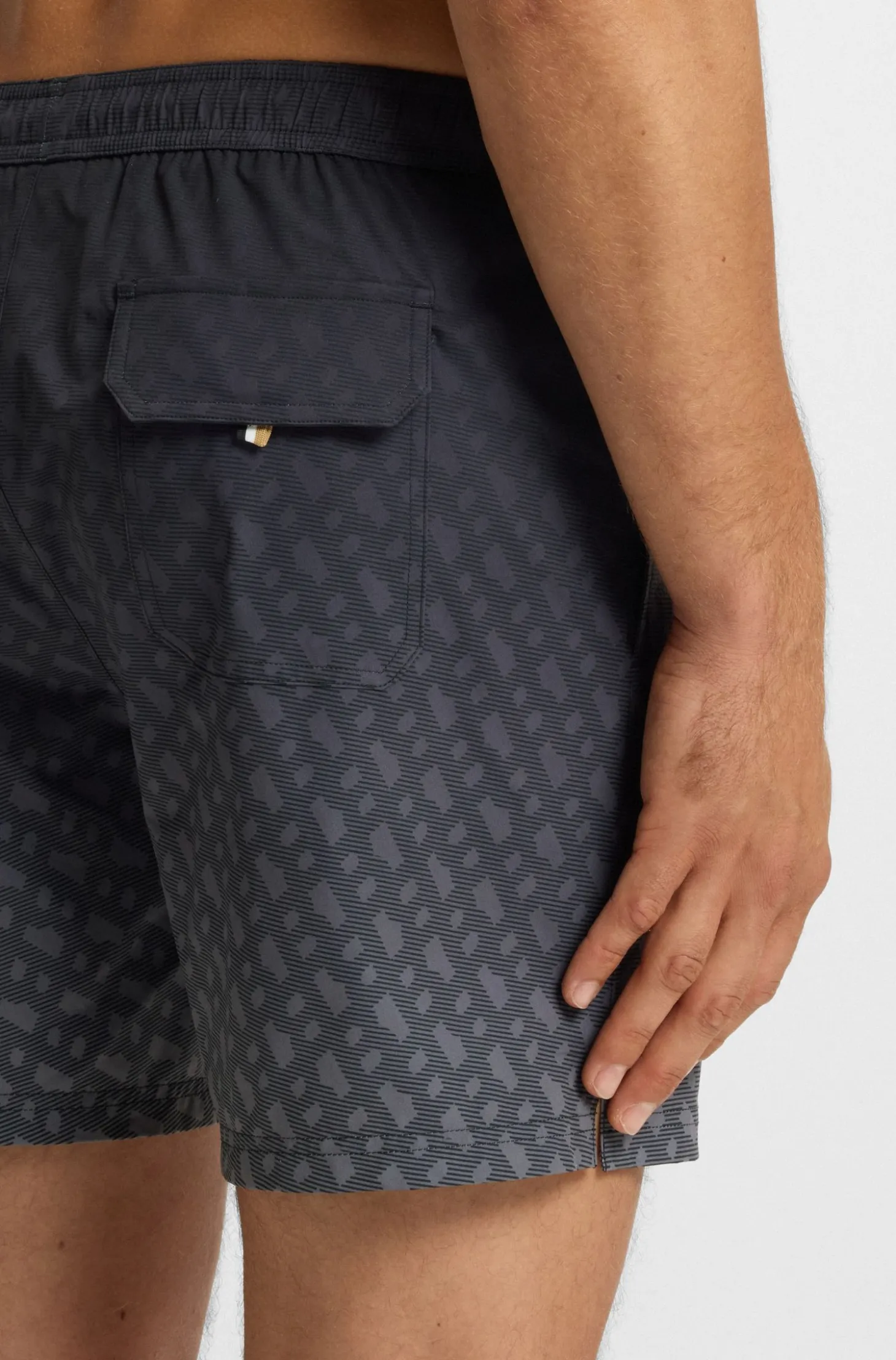 Logo-badge swim shorts with degradé monogram print