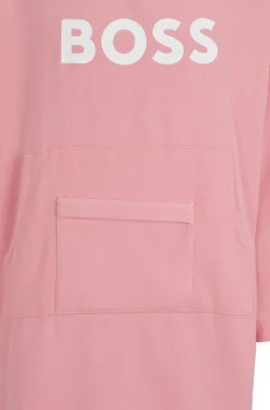 Logo beach hoodie in cotton with kangaroo pocket
