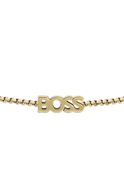 Logo bracelet in a light-yellow-gold tone