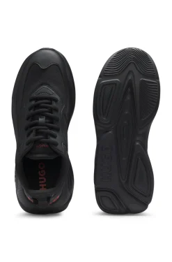 Logo-counter trainers with canvas-effect fabric