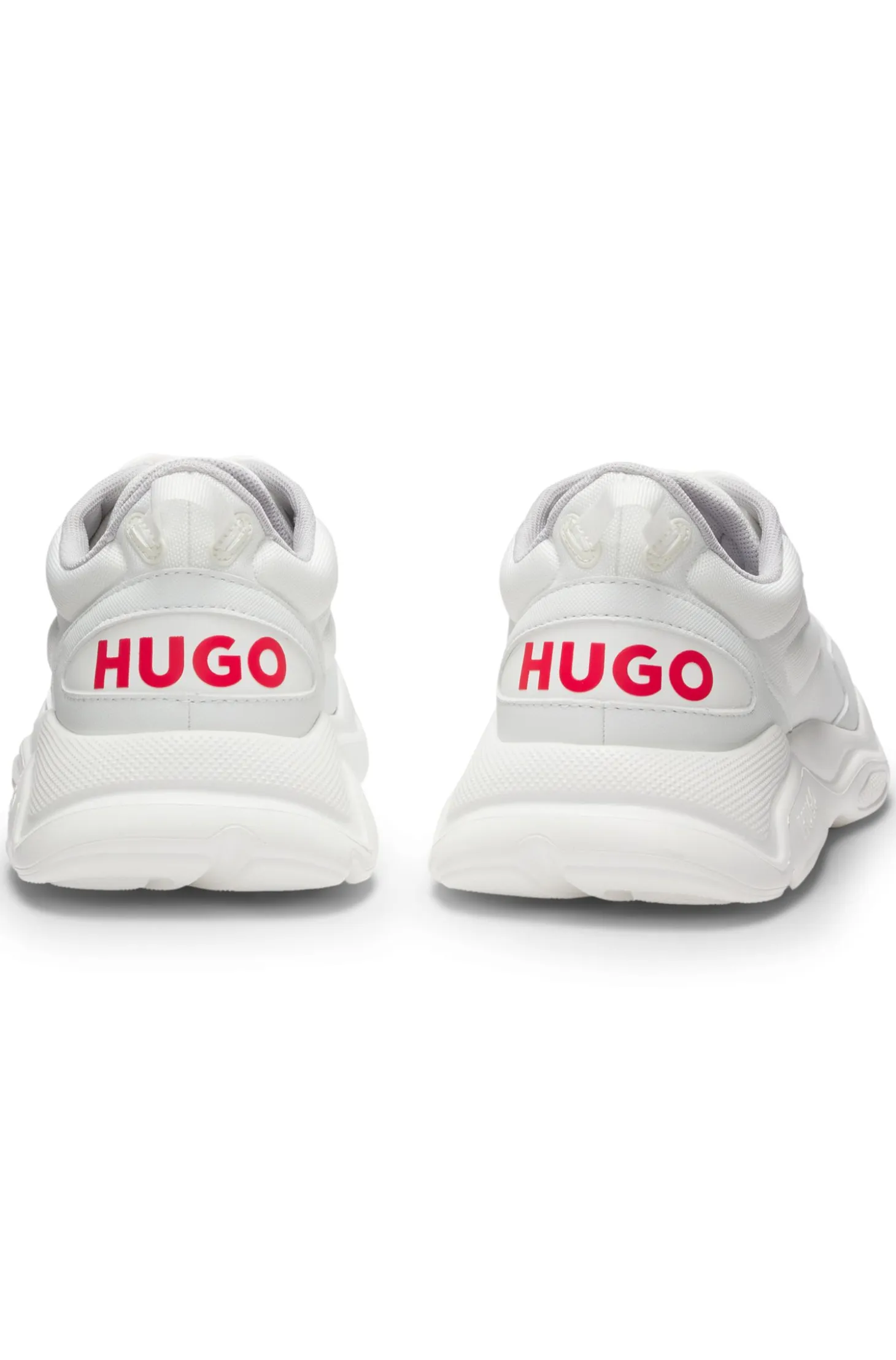 Logo-counter trainers with canvas-effect fabric