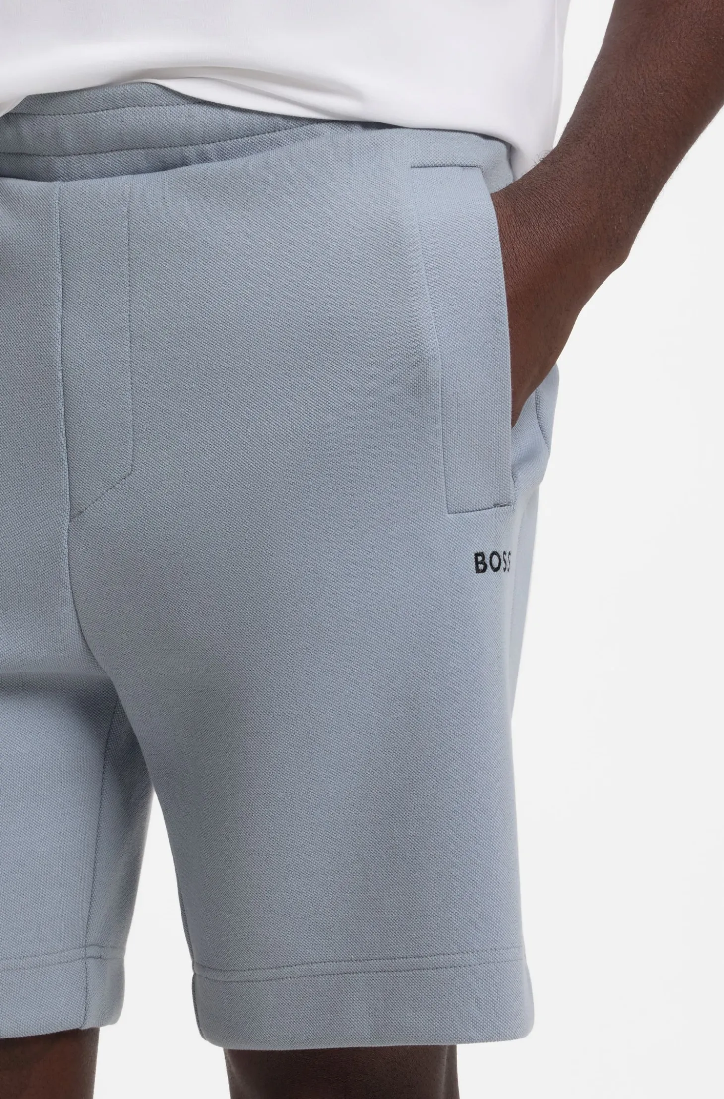 Logo-embroidered shorts in cotton-blend piqué jersey