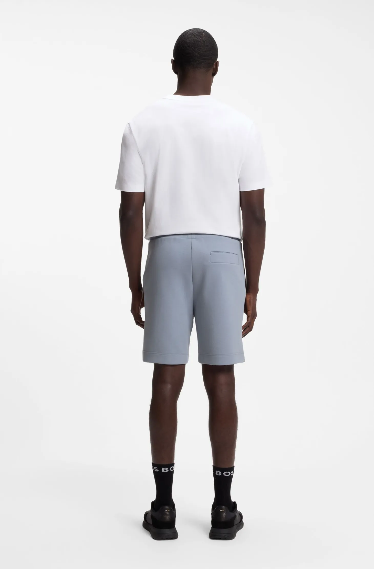 Logo-embroidered shorts in cotton-blend piqué jersey