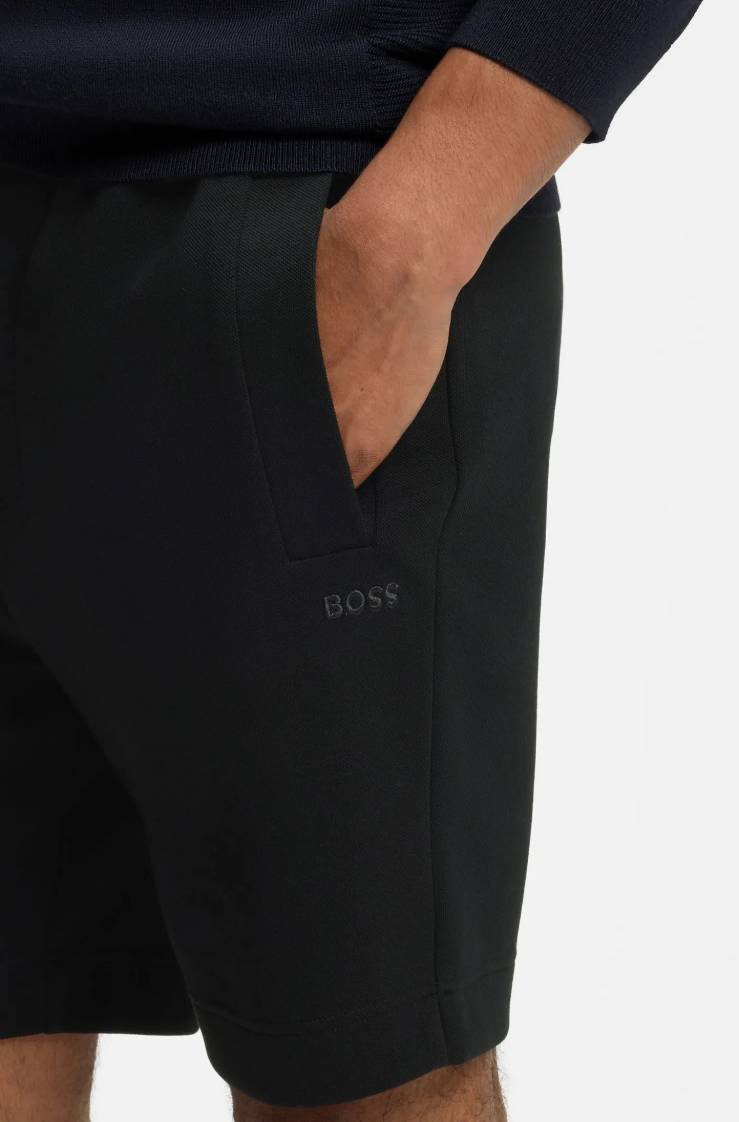 Logo-embroidered shorts in cotton-blend piqué jersey