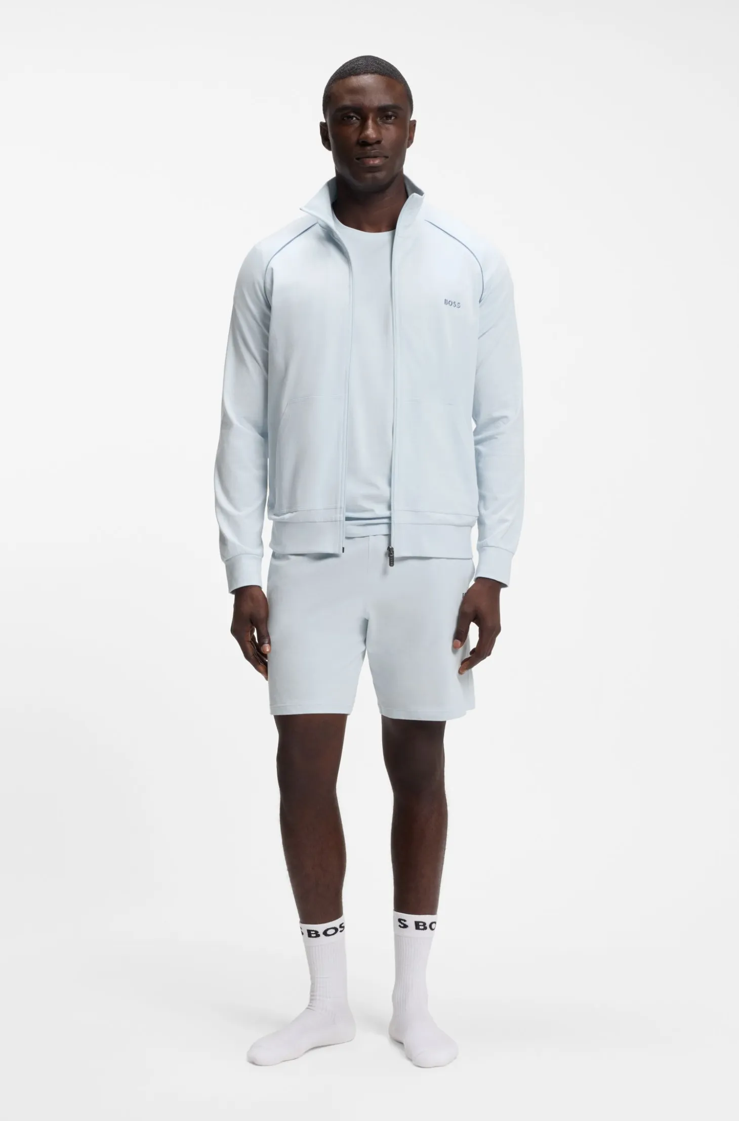 Logo-embroidered shorts in stretch cotton