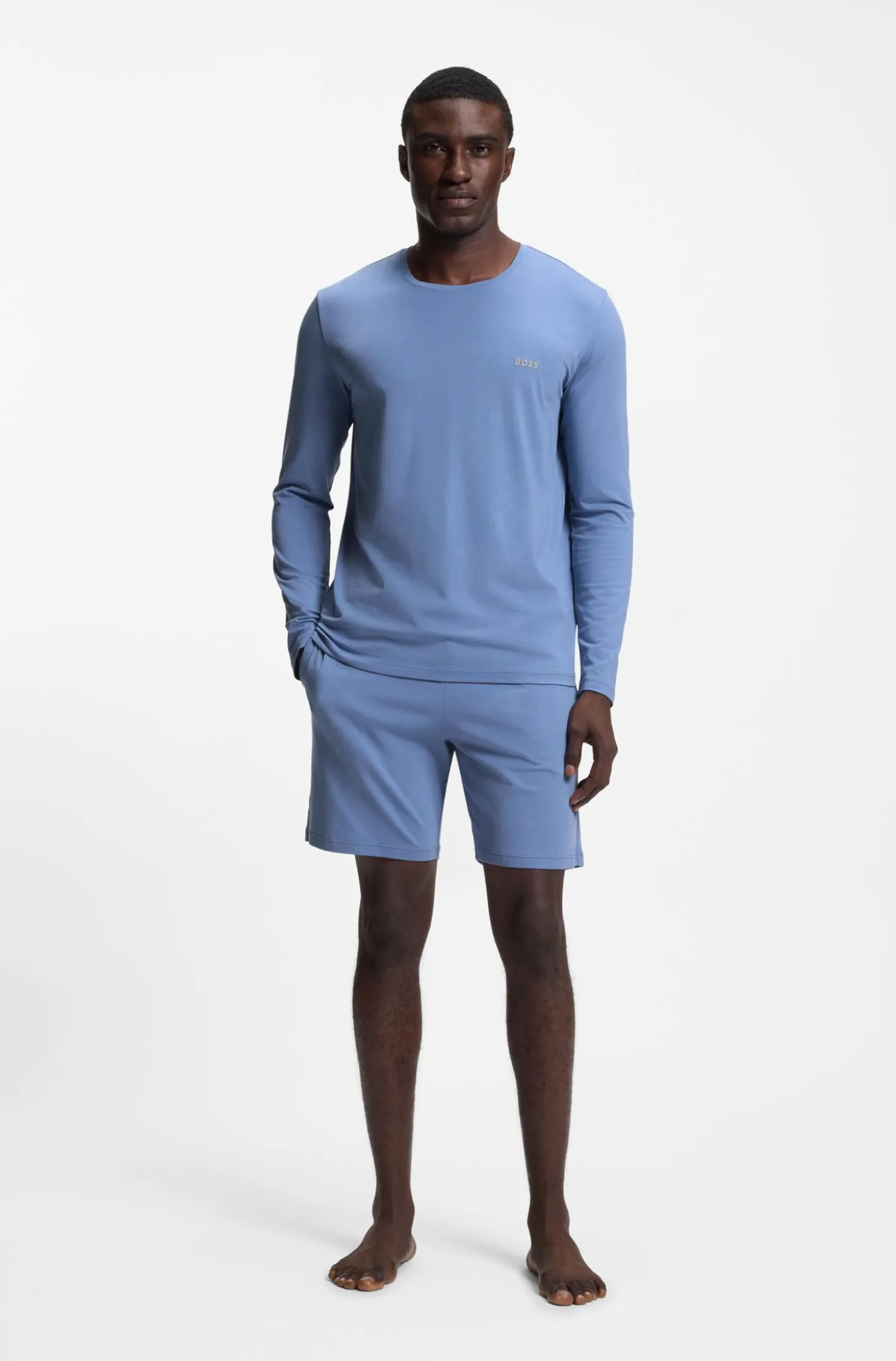 Logo-embroidered shorts in stretch cotton