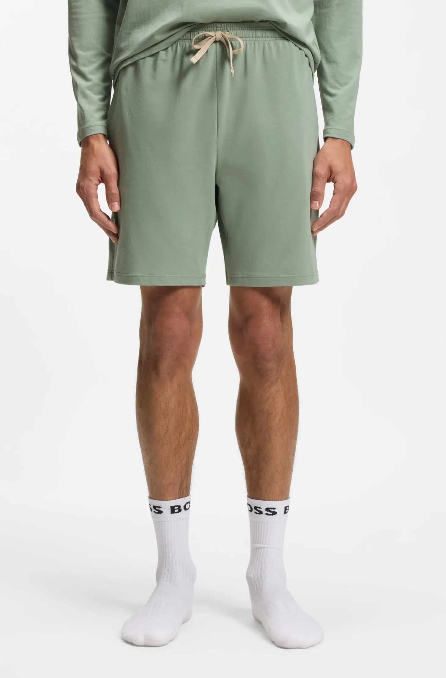 Logo-embroidered shorts in stretch cotton