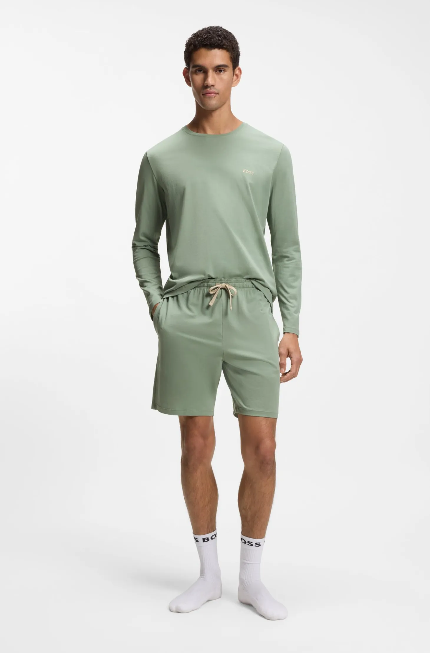 Logo-embroidered shorts in stretch cotton