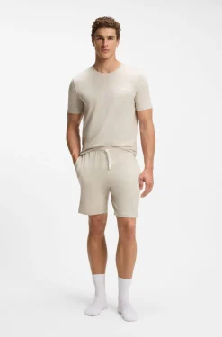 Logo-embroidered shorts in stretch cotton