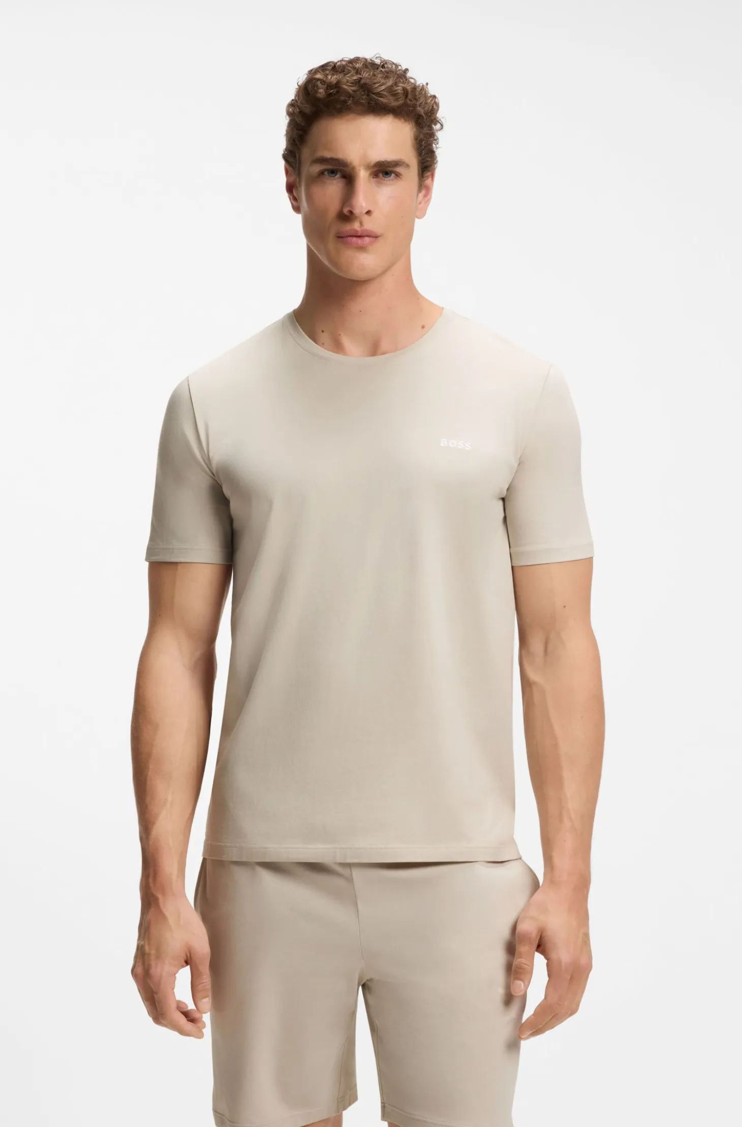 Logo-embroidered T-shirt in stretch cotton