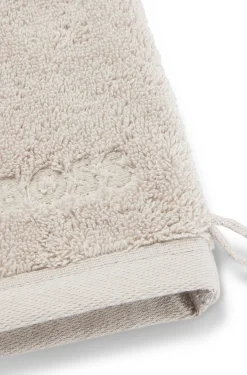 Logo-embroidered wash mitt in Aegean cotton