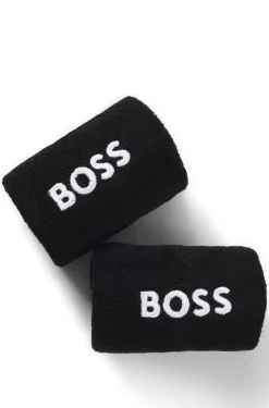 Logo-embroidered wristband pair in cotton-blend terry