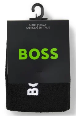 Logo-embroidered wristband pair in cotton-blend terry