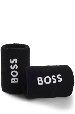 Logo-embroidered wristband pair in cotton-blend terry